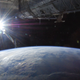The Sun and Earth, seen from the International Space Station.